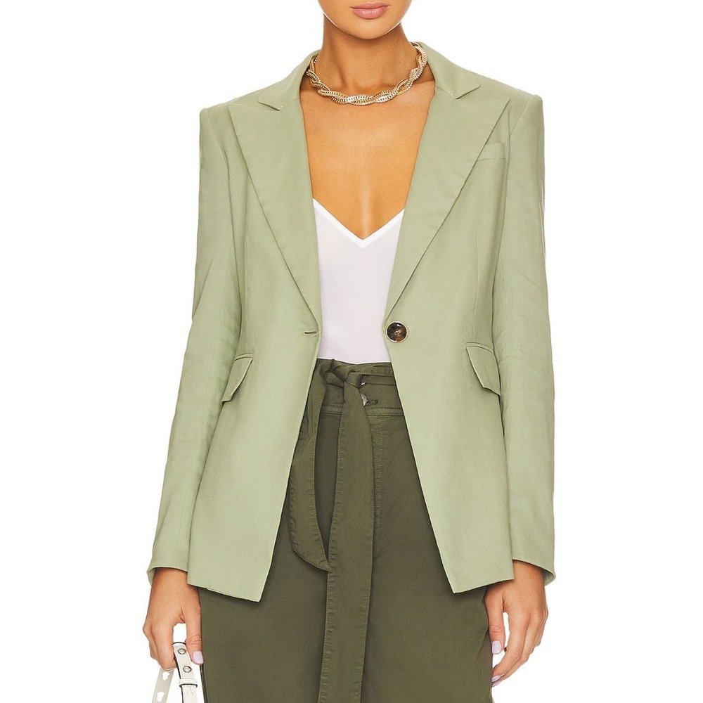 Veronica Beard Sedgwick Dickey Blazer Jacket US 4 Washed Sage Linen Blend